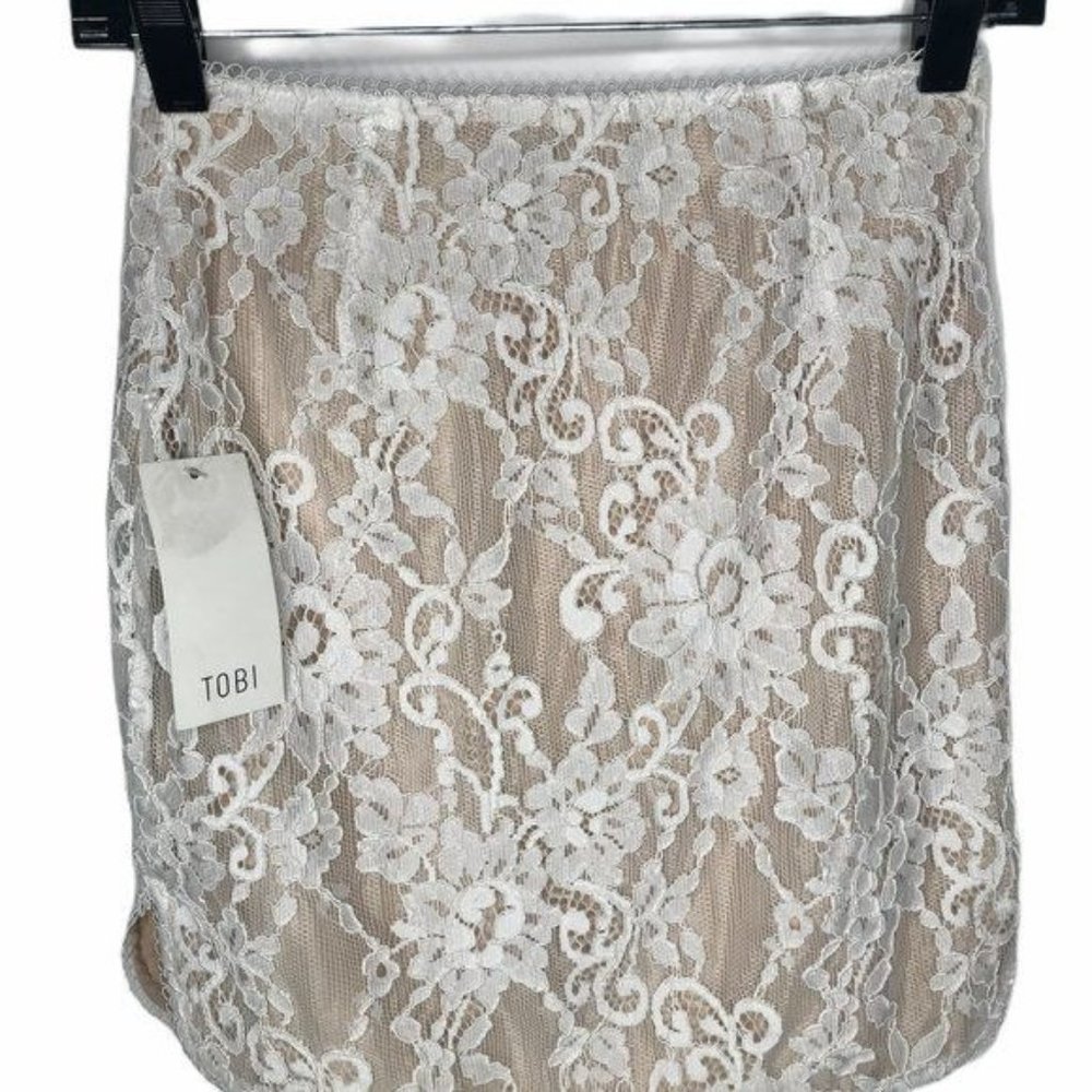 NWT Tobi Lexy Lace Bridal Button Down Skirt XS - Picture 3 of 6